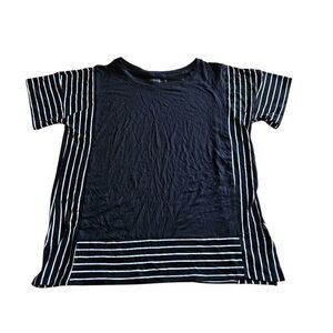 Donna karan womens Sz M black striped black label pajama lounge top